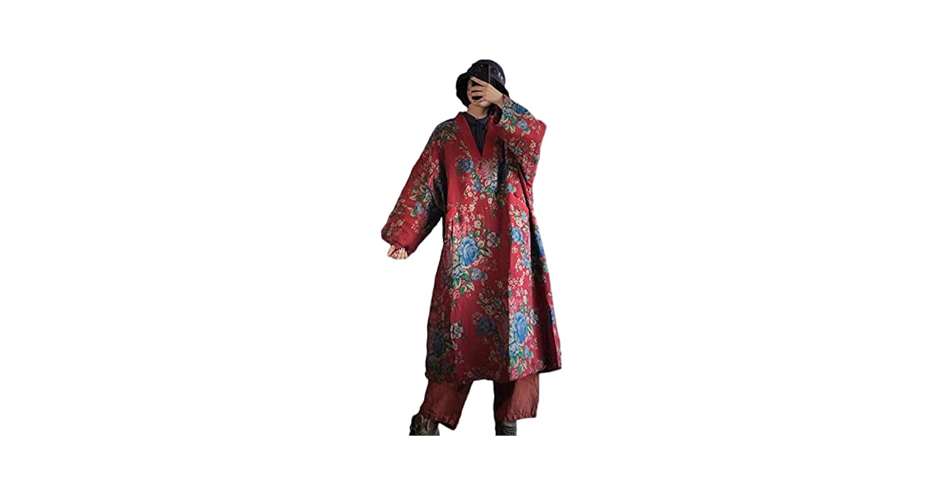 NFYM Women Winter Dress Coat Quilted Outwear Flower Printed